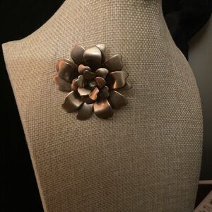 Elegant Vintage Antique Bronze Flower Brooch